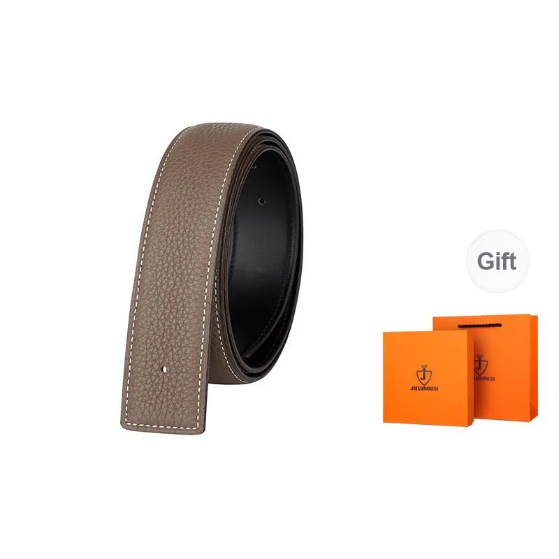 Jaylen Oos Headless H Buckle Smooth Buckle Unique Design Double Sided Top Grain Cow Leather Leather Belts Men's-6