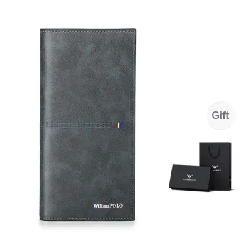 WilliamPOLO Microfiber Synthetic Leather Wallet Men's Blue Gray