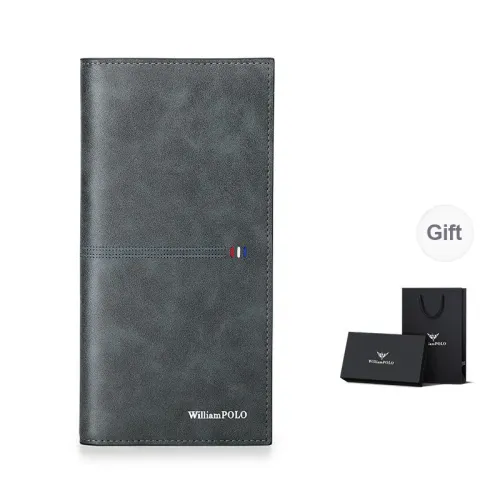 WilliamPOLO Microfiber Synthetic Leather Wallet Men's Blue Gray