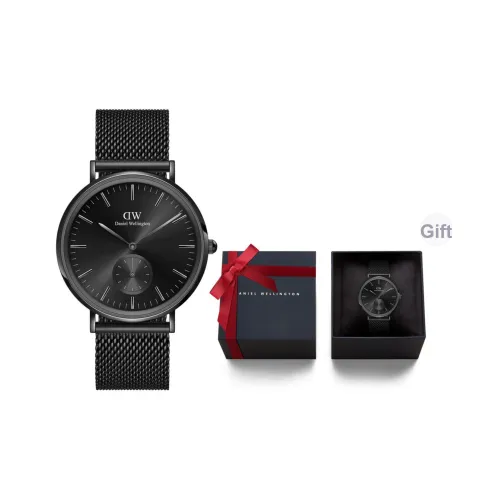 Daniel Wellington Мужские часы Кварцевый механизм Ремешок из нержавеющей стали 40 мм Черный циферблат