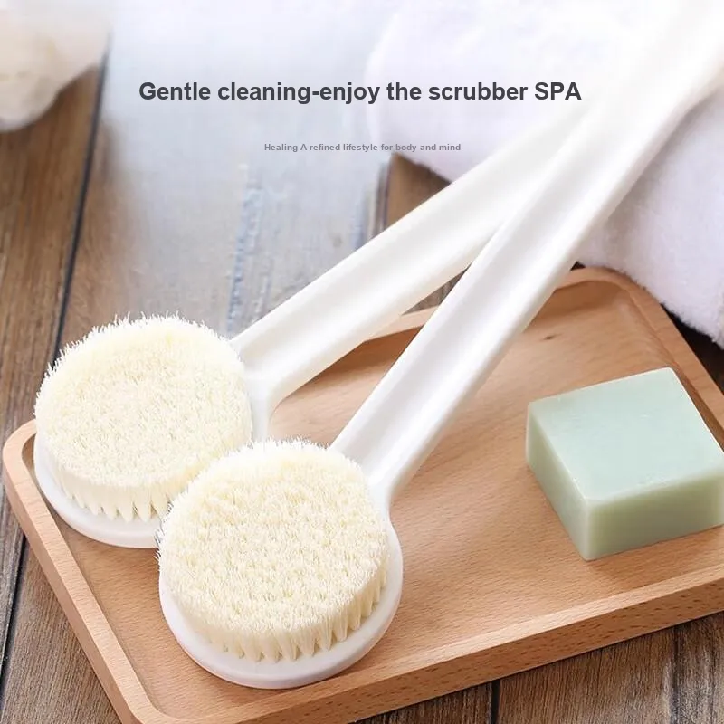 JIAOXUEFEI Body Scrub Brush Same Design As Muji Back Scrub Brush Long Handle Soft Bristles For Bathing And Exfoliation-2