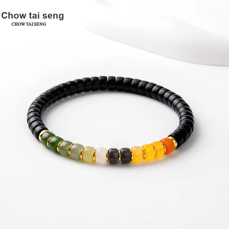 CHOW TAI SENG Beaded Bracelet Fortune Black Jade Unisex-2