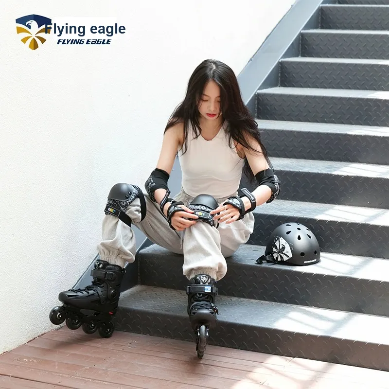 FLYING EAGLE Inline Skates Stylized, Street Riding, Commuting FSK Unisex Shoes+Protective Gear Size 36 46, Black Red-5