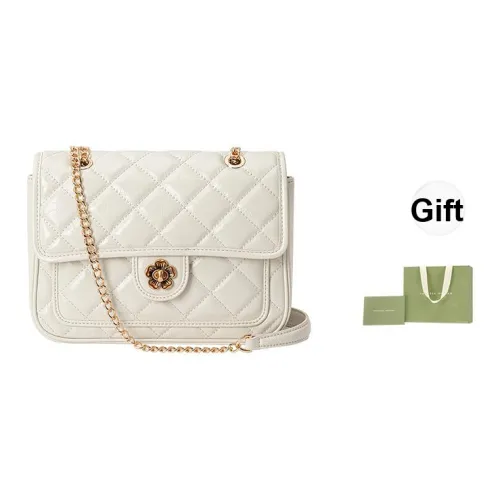 VANESSA HOGAN Lingge Series Коровья кожа Сумка с цепочкой Масляный воск Сумка Сумка через плечо Средний Женские Черный Экрю