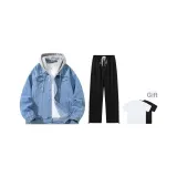 Clothing Sets (Blue Top+Black Pants) (Includes Short-Sleeved Shirt)