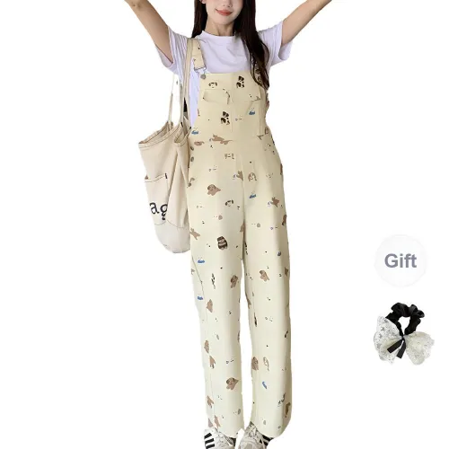 TUSHIFEI Overalls Women's Apricot+Hair Tie Comes With