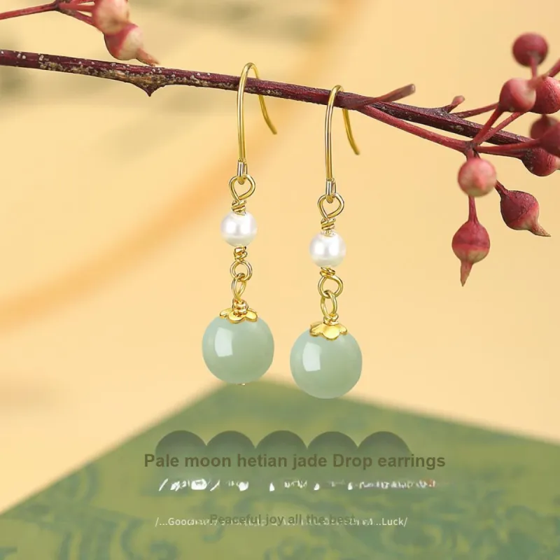 WINY Hetian Jade Earrings Green Jade Women's-1
