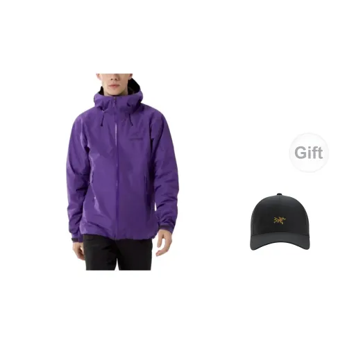 Arcteryx Alpha Series Windbreaker Jackets Men Phantom Silver Purple With Free Hat