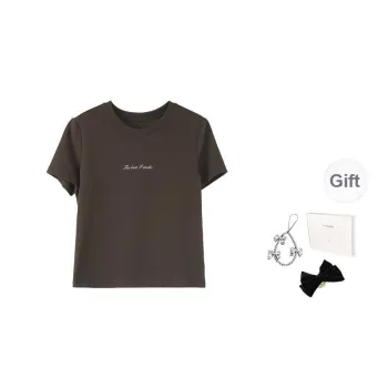 Fstudio Korean Style Textured Outfit Vintage Letter Short Sleeved T Shirts Women's
