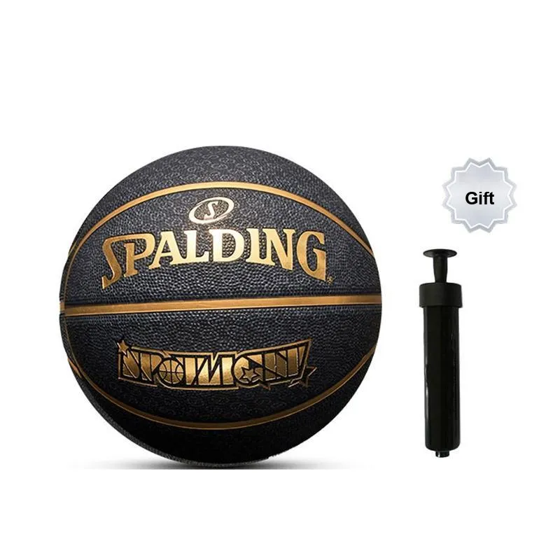 SPALDING Rubber Basketball Black Size 7 Ball Training-3