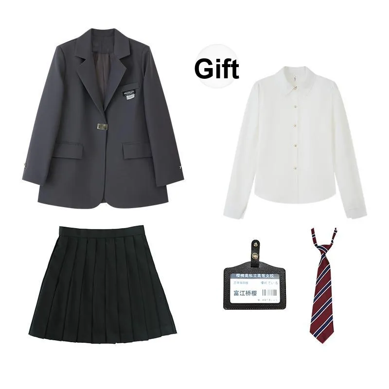YuChaJia Uniforms Women's Set Gray Business Suit+Skirt