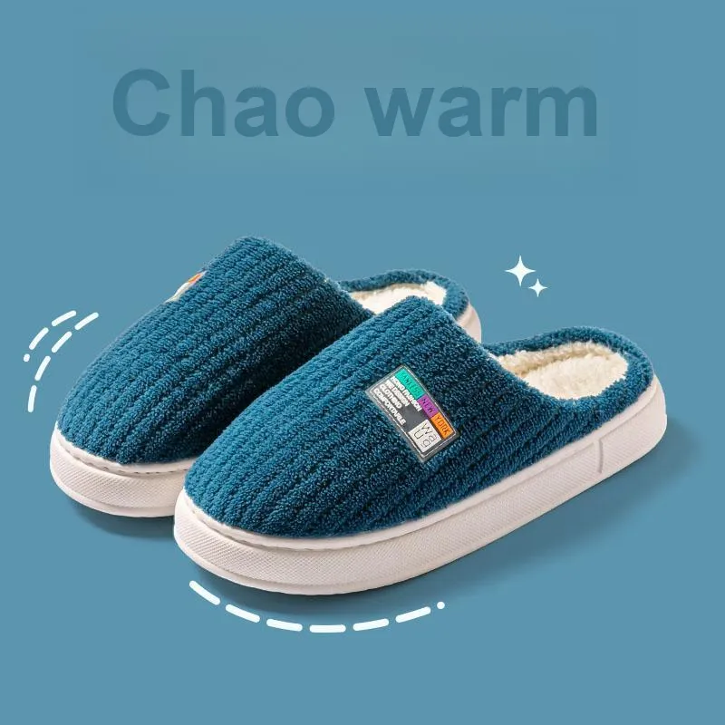 Foot Recreation Winter Minimalist Style Comfortable Warm Slip Resistant Soft Sole Home Cotton Slippers Unisex-1