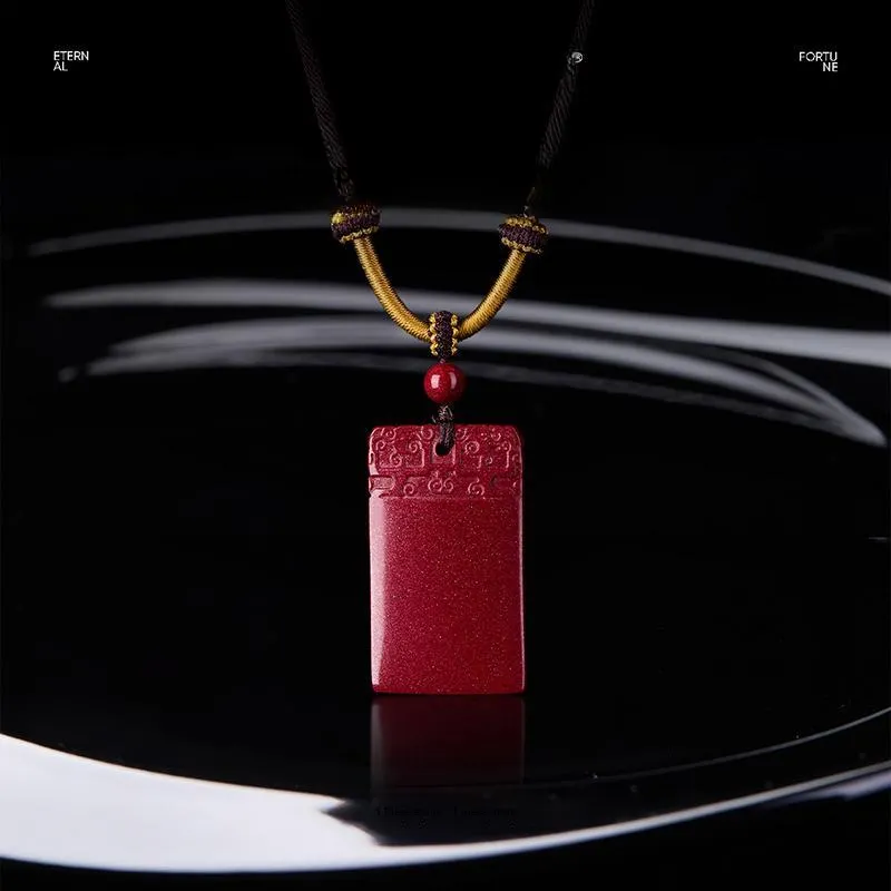 Stone Notes Reconstructed Cinnabar Jade Necklaces Unisex-5