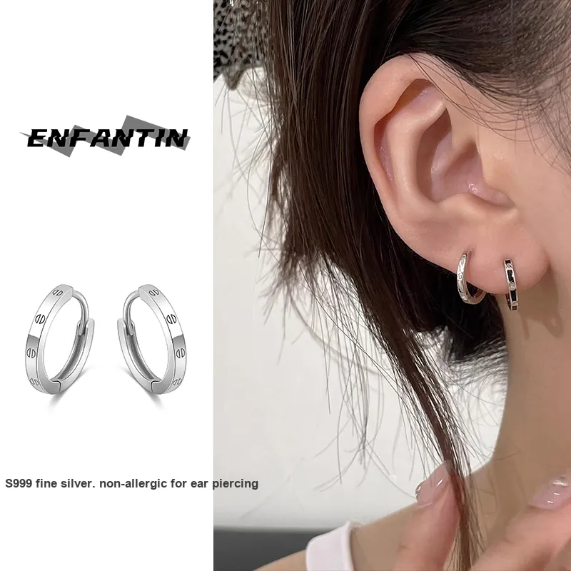 ENFANTIN S999 Fine Silver Earrings Unisex-7