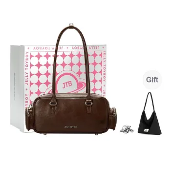 JELLYTOYBOY Cow Leather Reshaping Shoulder Bag Shoulder Bag, Handbag Women's Chocolate Brown/Pink
