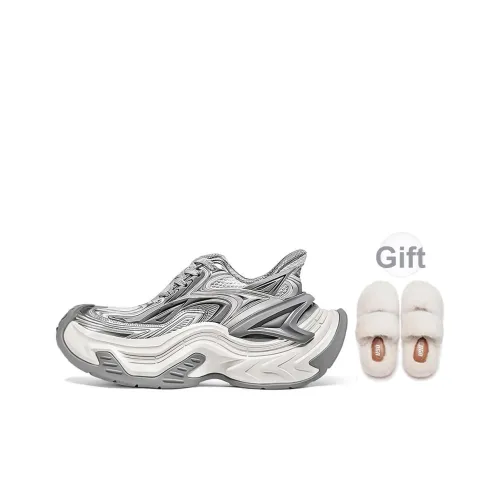 OGR Износостойкие Дышащие Увеличивающие Высоту Низкие Кроссовки для Бега Унисекс Cloud Trace Серый