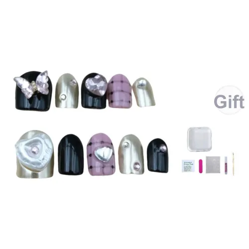 A Few More Cute Ручной работы Горячая девушка Клетка False Nail Короткий LADDER Короткий Квадрат Фиолетовый Черный Jump Цвет Милый