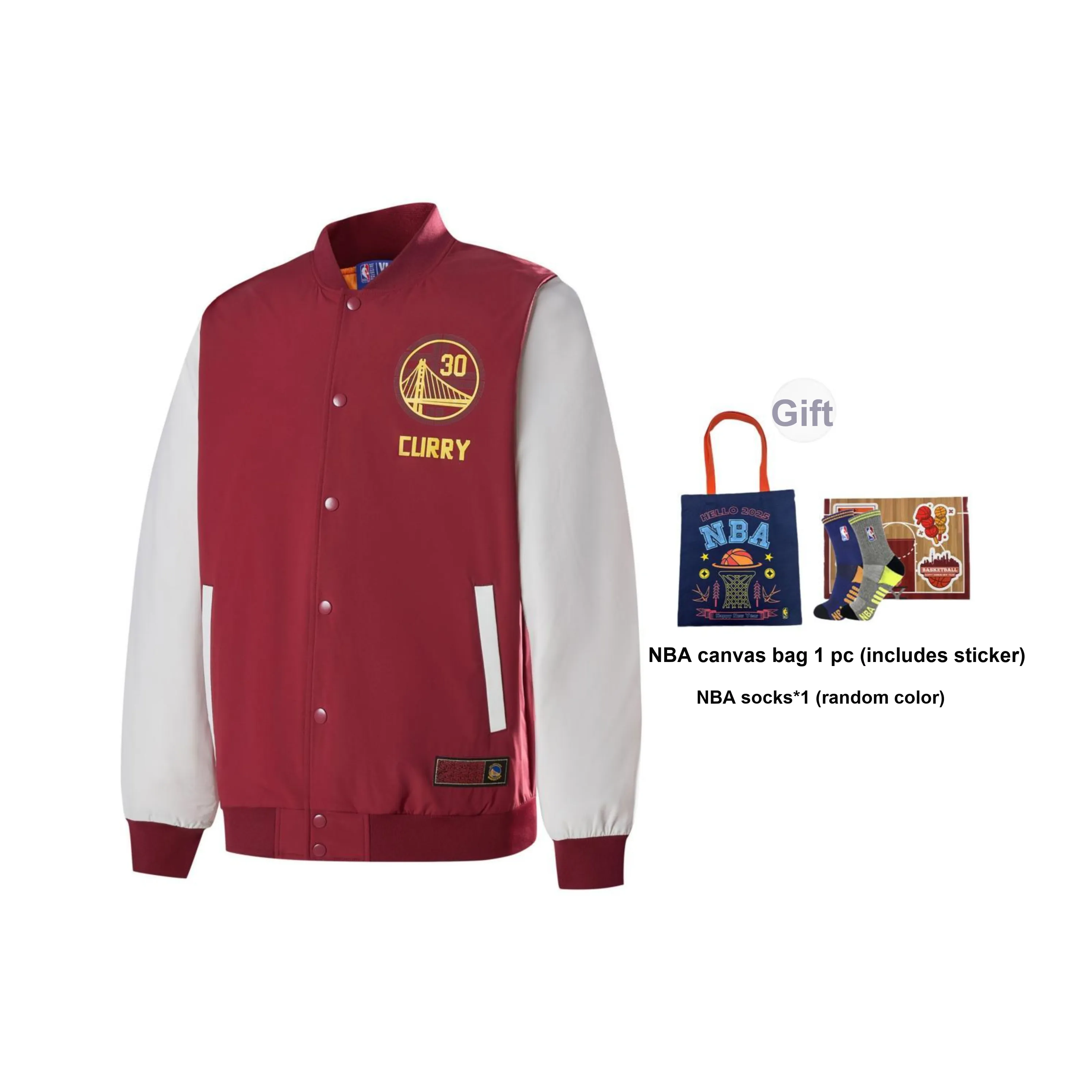 NBA Stephen Curry Warriors Бейсбольная куртка Унисекс Темно-красный