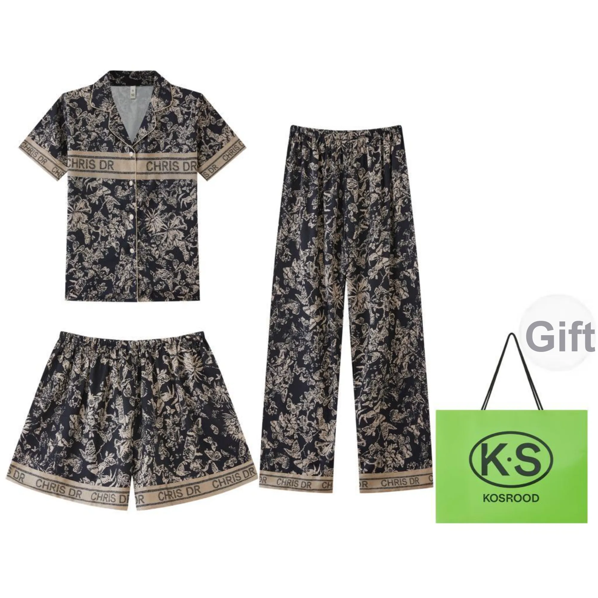 Kosrood Pajama Set Women's Three Piece Set Dale Maple Lin