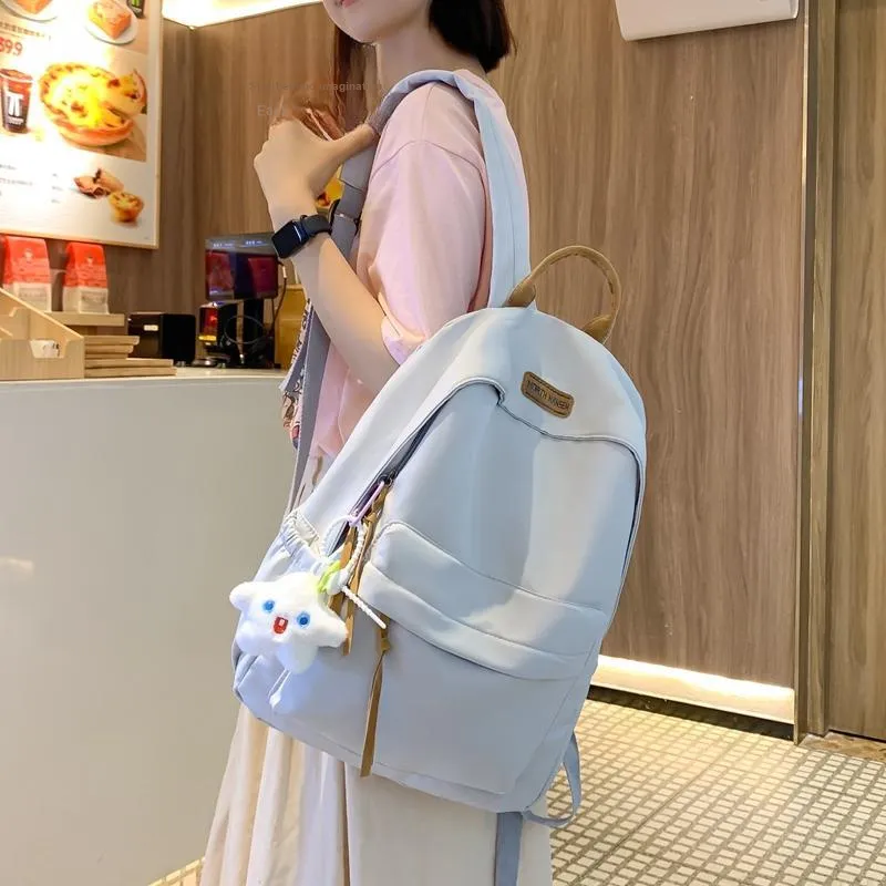 SURELAPTOP Nylon Backpack Unisex White/Black/Yellow/Blue-13
