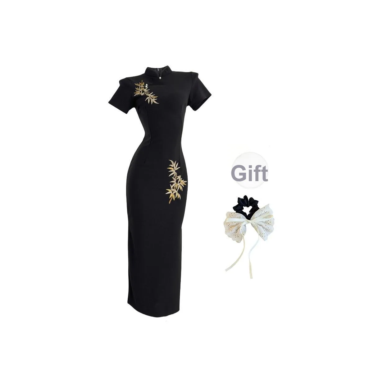 PAVEA Короткий рукав Платье Женское Черное