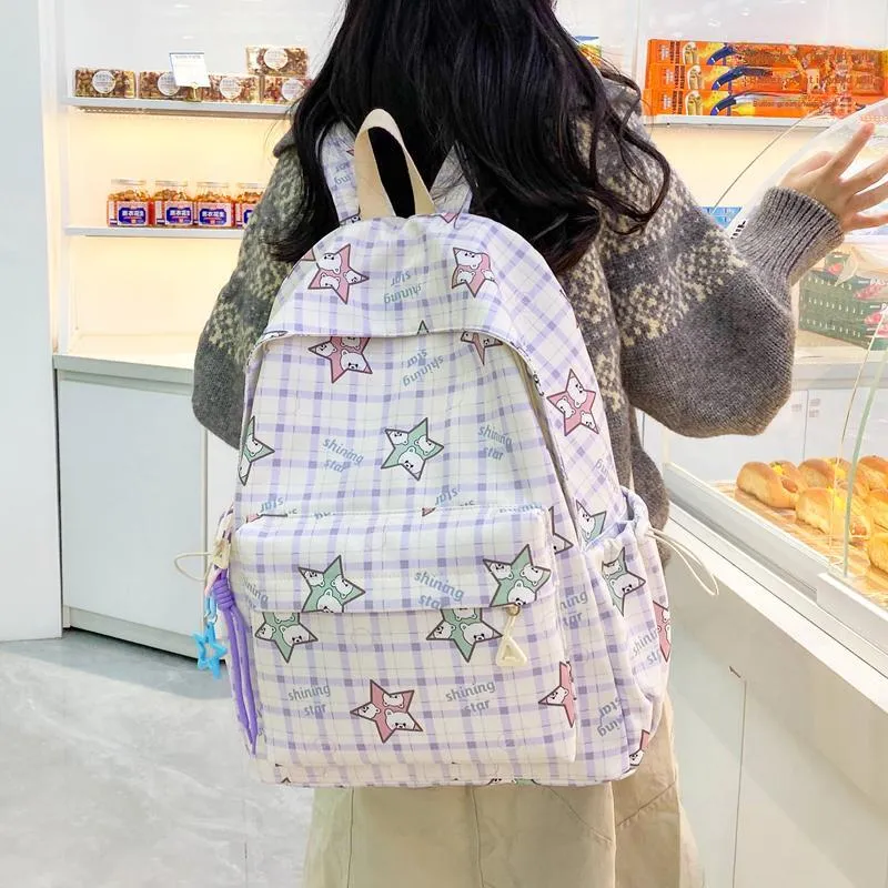 GOX Nylon Backpack Women's Pink/Purple/Green/Sky Blue/Black-3