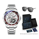 Silver Case Red Dial Steel Band[RIETI Brand Sunglasses Clothing Sets]