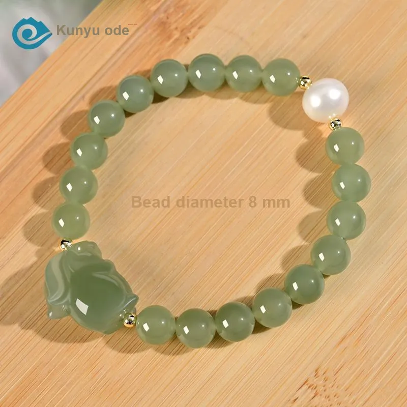 KUNYUYAO Chinese Zodiac Zodiac Year Bead Chain Beaded Bracelet White Jade Unisex-24