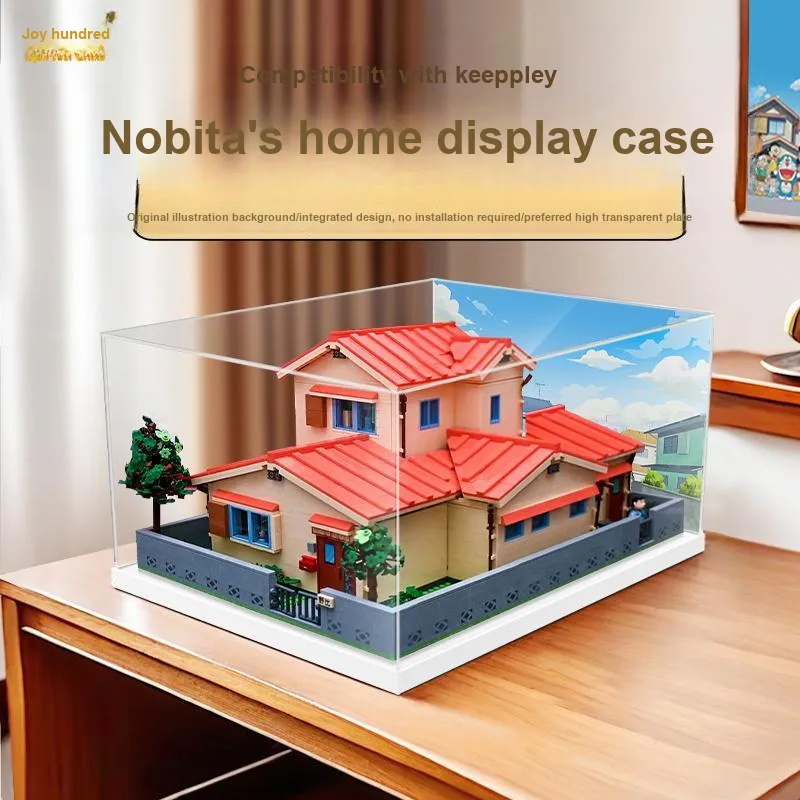 LIGHT YOUR BRICKS LeiYiBai Compatibility Keeppley Doraemon Nobita's House Display Case Model Accessories-2