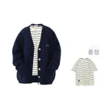 Navy Blue (Includes White Stripes Short-Sleeved+Brooch)