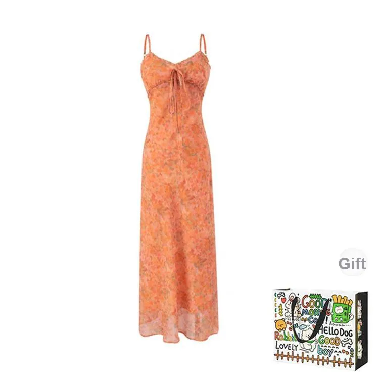 BVODE Slip Dresses Women's Orange Shopping Bag