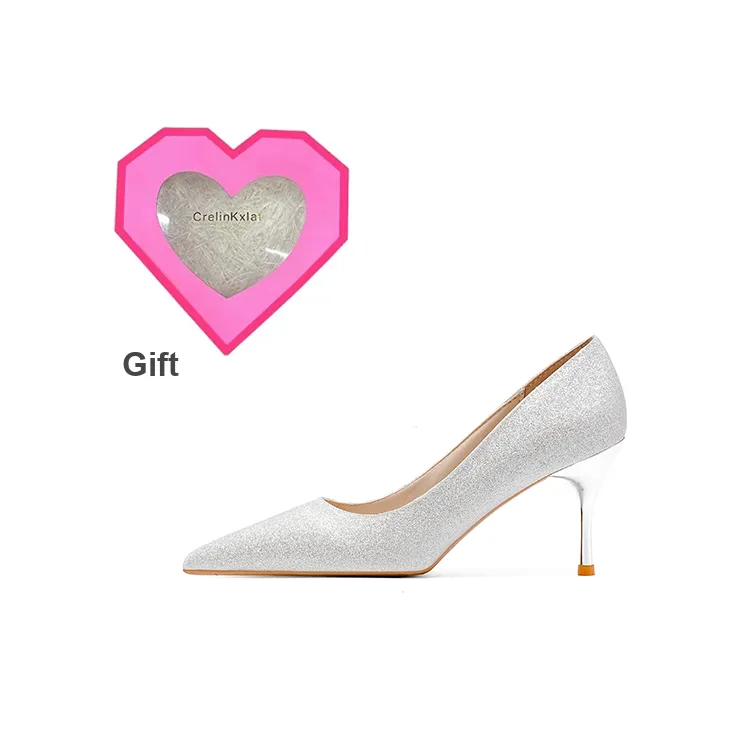 Crelinkxlat Французская элегантность заостренный носок узкий каблук высокие каблуки для женских туфель