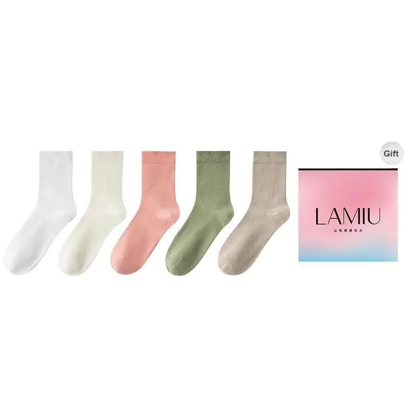 Lan Miao Mid Calf Socks Women's Shopping Bag 5 Pack-24
