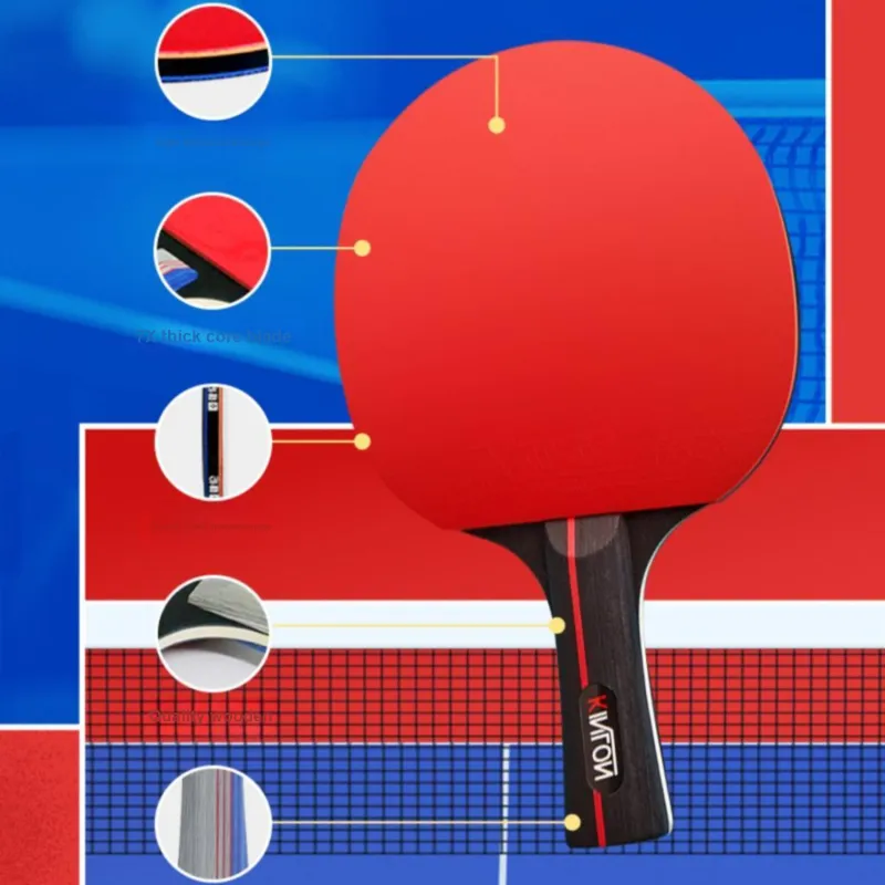 JEEANLEAN Ping Pong Paddles Unisex All Wood Carbon Fiber Red-2