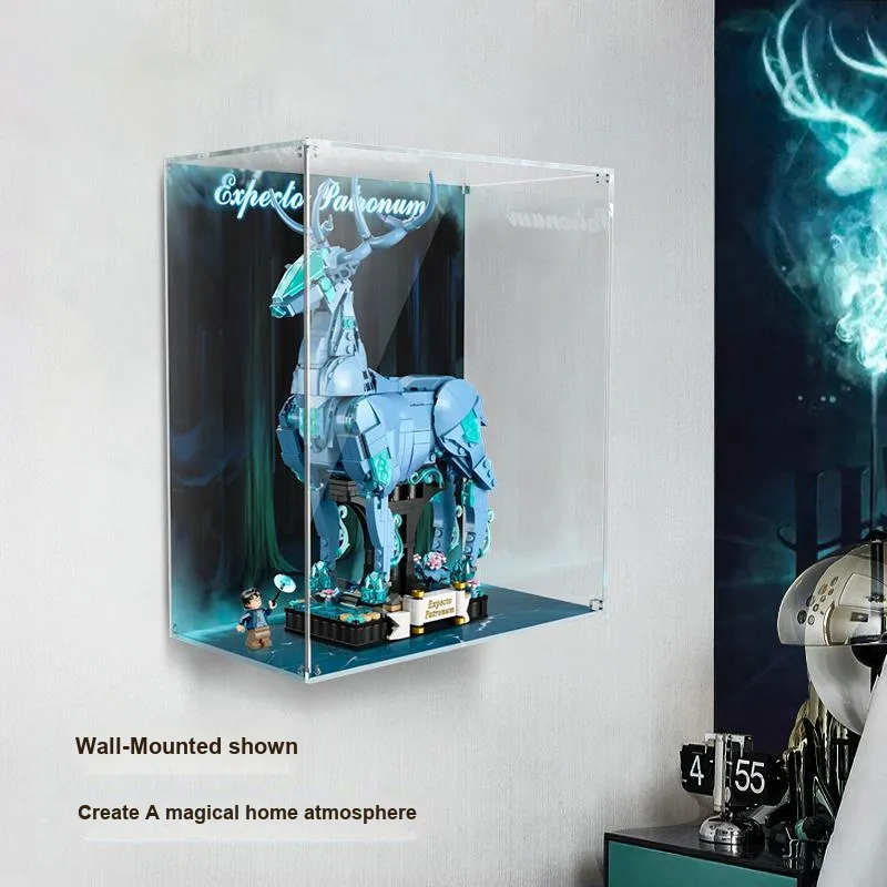LIGHT YOUR BRICKS Harry Potter Patronus Charm Stag And Wolf Transparent Acrylic Display Case Model Accessories-5