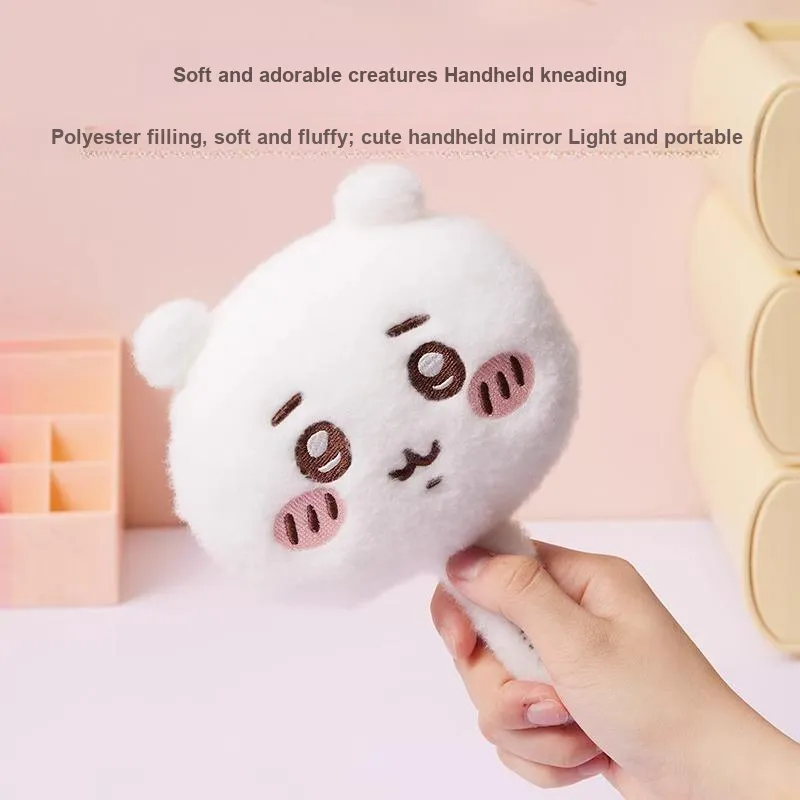 MINISO Chiikawa Collection Usagi Hachiware Chiikawa Plush Handheld Makeup Mirror Compact Portable Mirror-5