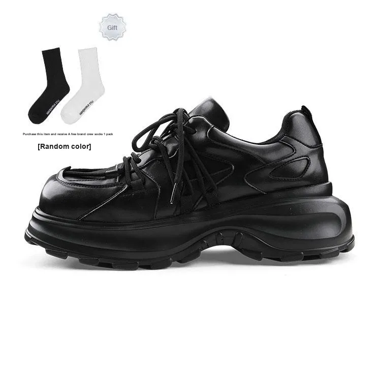 HANQIAORIJI Rakura Series Chunky Sneakers Unisex Low Top Black