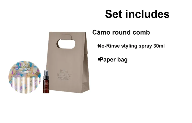 John Masters Organics G&C No-Rinse Treatment Spray Round Comb Set Complaisant-4
