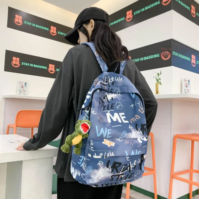 URBAN FOREST Nylon Backpack Unisex Blue/Green/Gray/White-1
