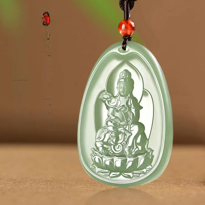 KUNYUYAO Chinese Zodiac Guardian Deity Guardian Buddha Guanyin Pendant Jade Pendant Pale Greenish White Jade Unisex-37