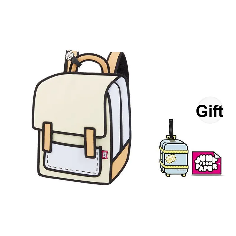 JumpFromPaper Polyester Comic Universe Backpack Regular Unisex Beige Brown