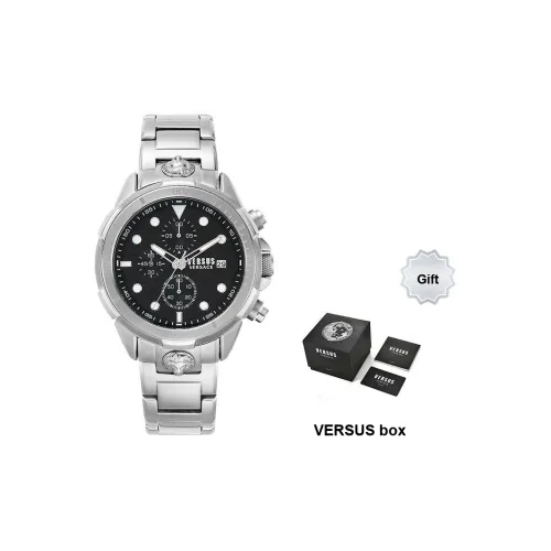 VERSUS Мужские часы Кварцевый механизм Ремешок из нержавеющей стали Черный циферблат