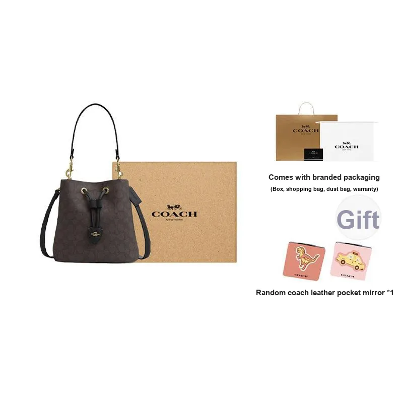 COACH Rowan Leather Handbag Trumpets Women's Coffee-11