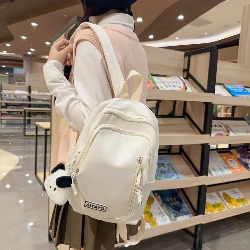 OUZIHUANG Nylon Fabric Backpack Regular Women's Black/White/Red/Purple/Pink-2