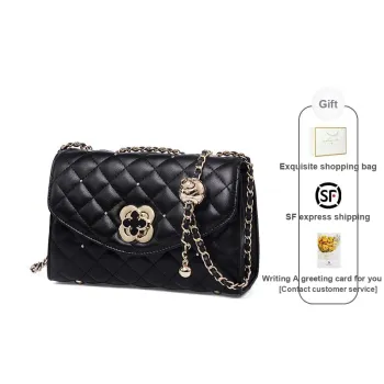 Narandu Cow Leather Patchwork Synthetic Leather Chain Bag Shoulder Bag Crossbody Bag Small Size Women's Black/Ecru