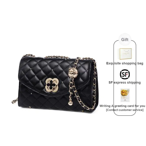 Narandu Cow Leather Patchwork Synthetic Leather Chain Bag Shoulder Bag Crossbody Bag Small Size Women's Black/Ecru
