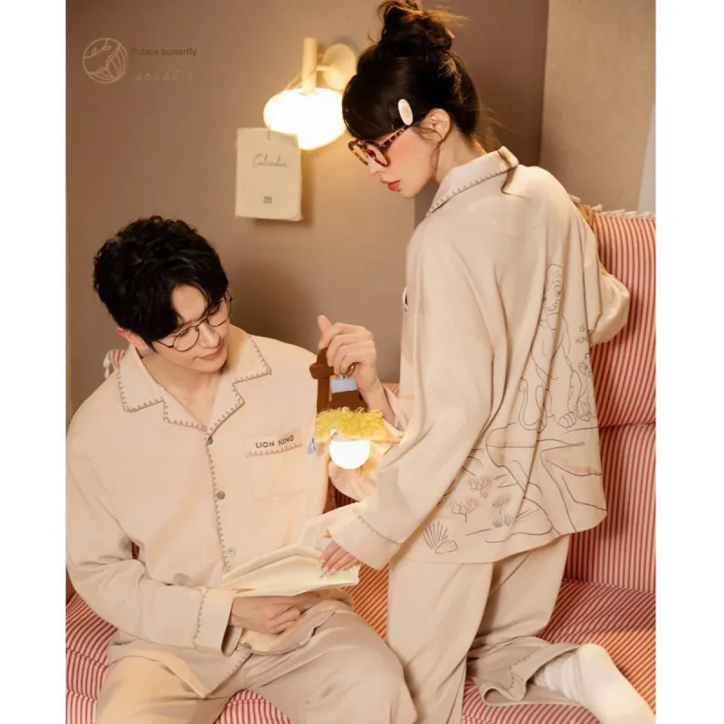 Gongdie x Disney Pajama Set Unisex Light Khaki-3