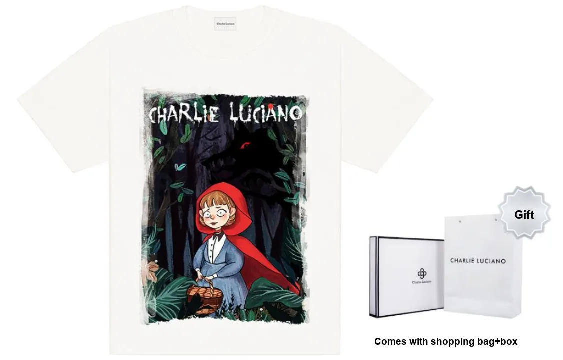 Charlie Luciano Drop Shoulder Sleeve T Shirt Unisex White