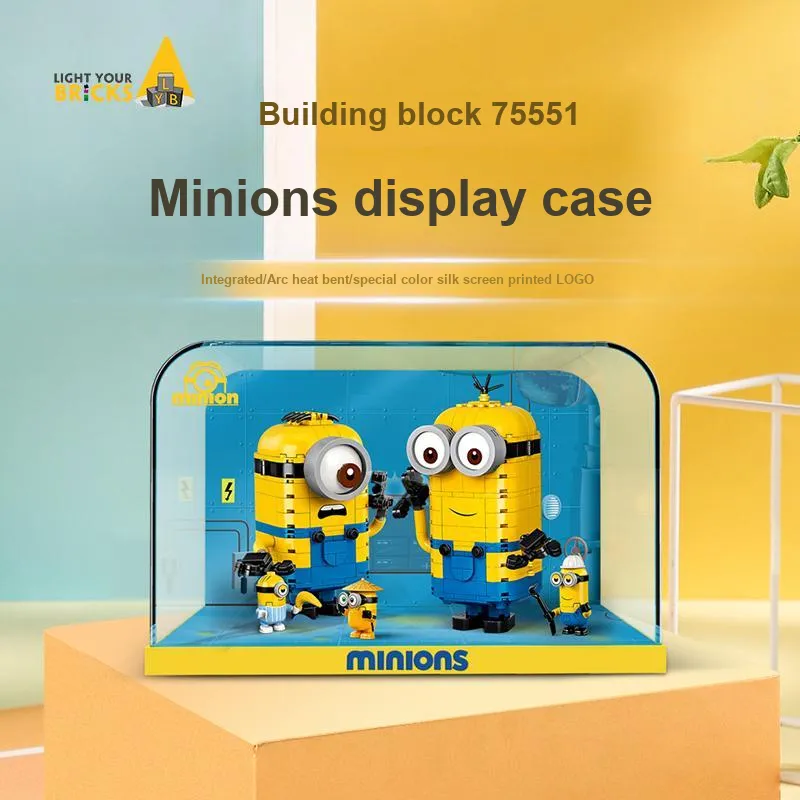 LIGHT YOUR BRICKS Minions Acrylic Display Case Toy Dust Cover Storage Box Model Accessories-1