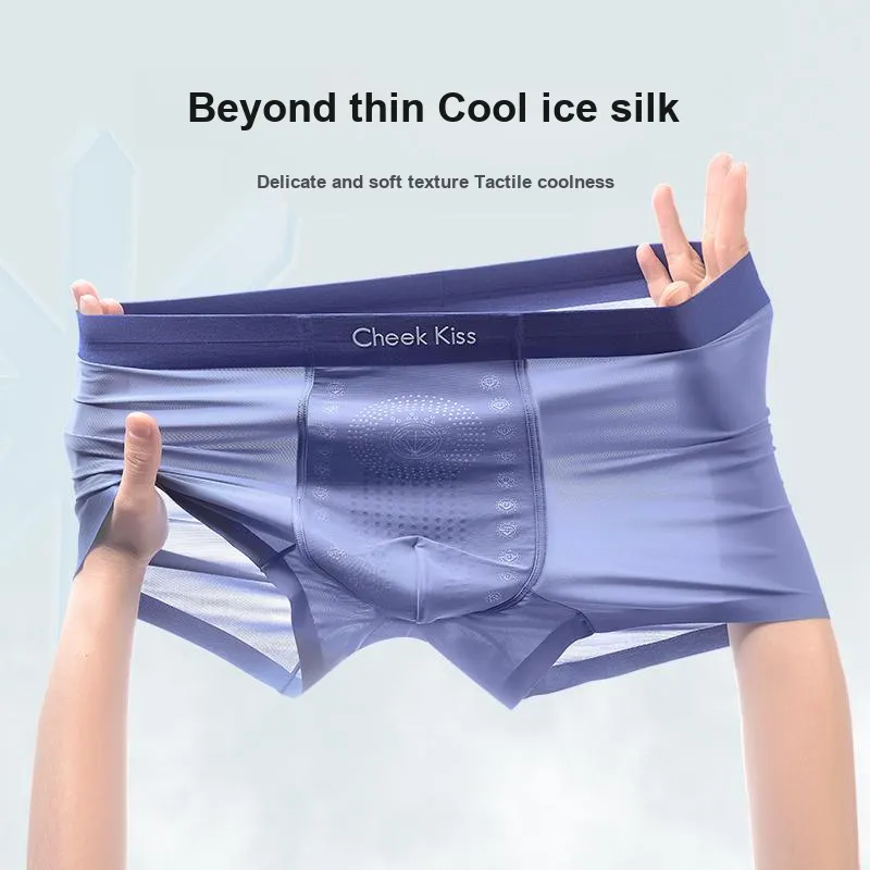 Cheekkiss Underpants Men's Quick Dry Ice Silk Seamless Breathable Boxer Shorts 3 Pack-2